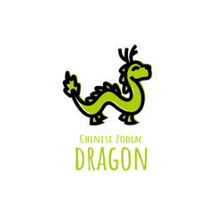 chinese zodiac or shio dragon logo design in flat style template for all media