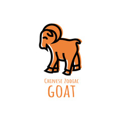 chinese zodiac or shio goat logo design in flat style template for all media