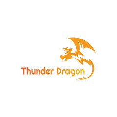 thunder dragon logo flat style, template and fantasy animal design