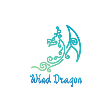 wind dragon logo gradation color, template and fantasy animal design