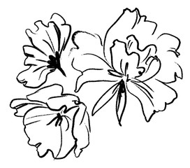 Flowers ink. Vector floral illustration. hand drawn bouquet