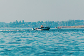Older couple in a small boat