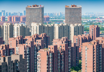 Obraz premium Real estate and residential buildings on the outskirts of Shanghai, China