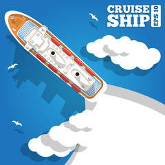 Fototapeta premium Cruise liner. View from above. Vector illustration.