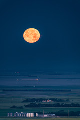 Moon setting over the prairies of North Dakota
