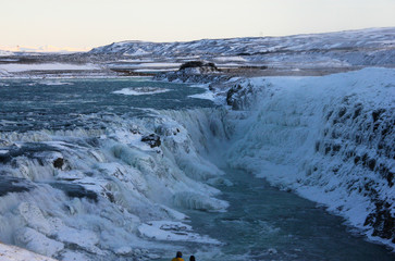 Waterfall Gullfoss, Golden Circle, Iceland in Winter