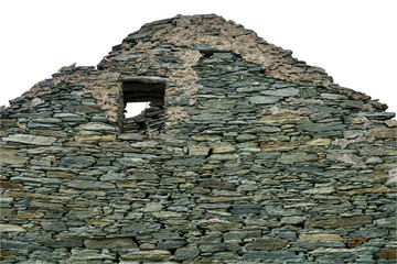 Isolated natural stone wall of a morbid house