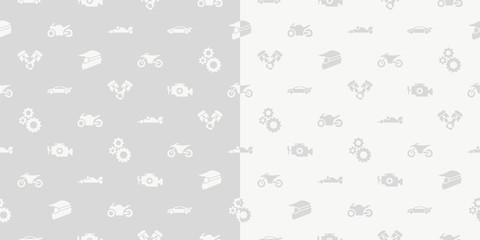Vector racing video game and esport set solid seamless pattern background.