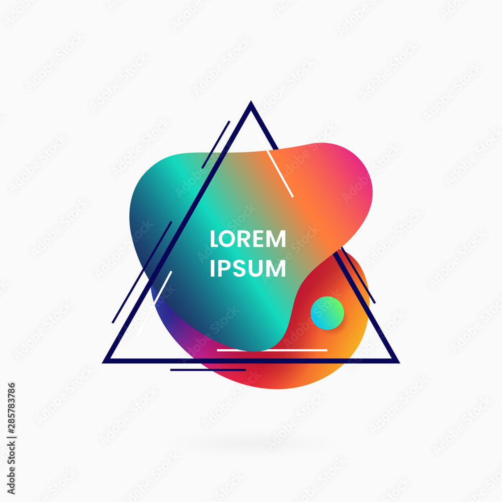 Poster liquid 80s style abstract geometric badge background with triangle frame line element. retro color g