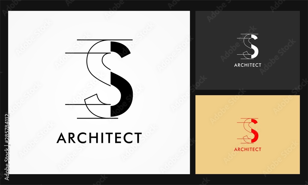 Wall mural s architect vector logo