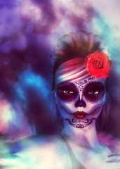 3d sugar skull woman