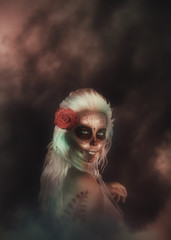 3d sugar skull woman