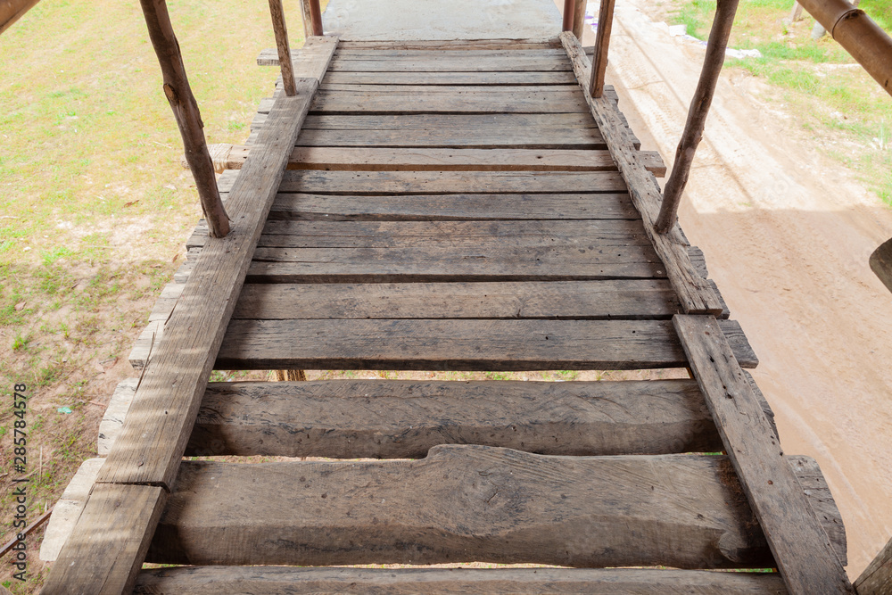 Wall mural vintage wood texture. wooden wall. old wooden stairs. wooden floor stairs