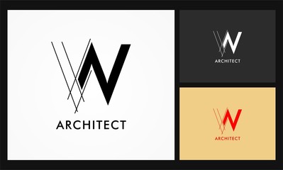 w architect vector logo - obrazy, fototapety, plakaty