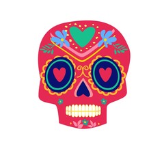 Decorative Colorful Skulls set day of the dead vector illustration. Mexican Dia de los Muertos.