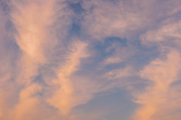 Fototapeta na wymiar Orange-colored clouds at sunset