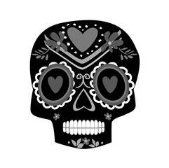black and white skull decorative for day of the dead vector illustration
