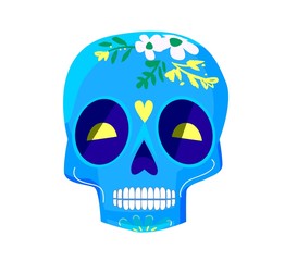 Decorative Colorful Skulls set day of the dead vector illustration. Mexican Dia de los Muertos.