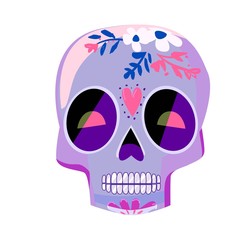Decorative Colorful Skulls set day of the dead vector illustration. Mexican Dia de los Muertos.