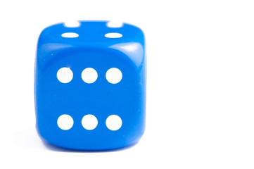 Blue dice isolated on white background.Copy space