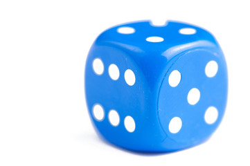 Blue dice isolated on white background.Copy space