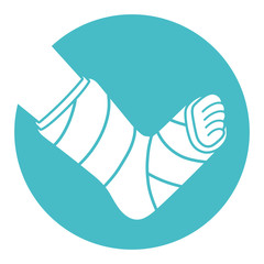 Orthopedic plaster cast icon, broken leg, bone fracture