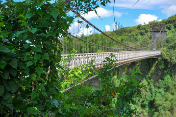 suspended bridge on la reunion island