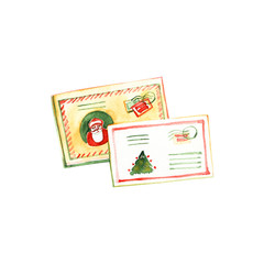 Santa Claus Letter. Hand drawn watercolor illustration on a white background