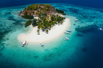 Pass island in the philippines, coron province. Aerial shot from drone about vacation,travel and tropical places © oneinchpunch