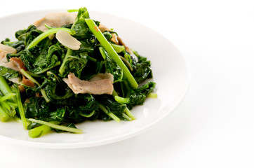 アマランサスと豚肉の炒め物