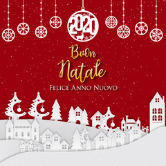 Italian Christmas (Buon Natale) and Happy New Year 2020 greeting card