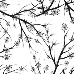 Obraz premium Vintage abstract pattern with black gray branches on background for decoration design. Modern bright summer print design.