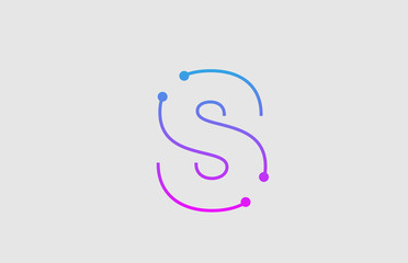 alphabet letter S logo design with colors pink and blue