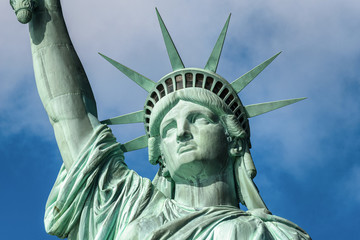 Portrait of the Statue of Liberty (close-up shot),  New York City, USA