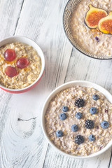 Three bowls of oatmeal