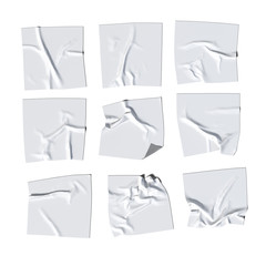 White realistic cloth or paper on White background, 3d rendering. Blank white poster empty space. Copy space.