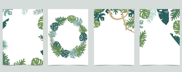 Collection of leaf background set with gold geometric,leaves,wreath.Vector illustration for invitation,postcard and logo.Editable element © piixypeach
