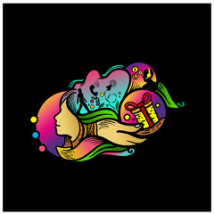 Abstract illustration mind girl silhouette 