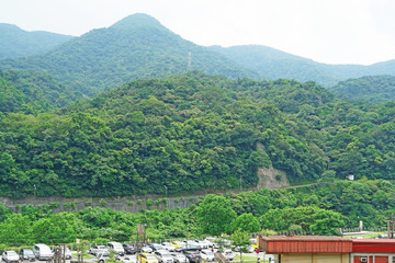 New Taipei City , Taiwan - July 28 , 2019 : Mountain view of cat village at houtong station.