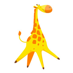 Cute little funny giraffe running and smiling