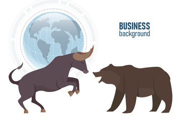 Stock market. Financial analytics. Bull market. Bear market. Abstract business background soft blue.