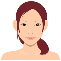 Young asian woman face vector illustration / smile