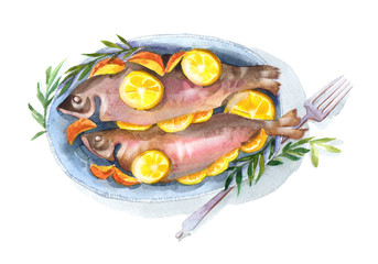 fried fish with vegetables