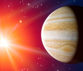 View of Jupiter. It is the largest planet in our solar system. Element of this image are furnished by Nasa. 3d render