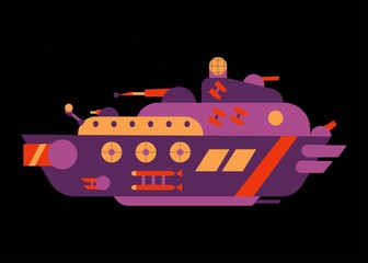 Military spaceship with many military guns.