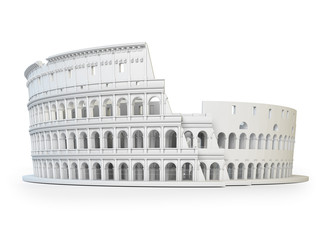 White Coliseum Colosseum isolated on white background. Symbol of Rome and Italy