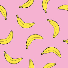 Pattern with bananas. Vector cute fruits seamless background