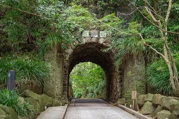 ハイキングコースのトンネル