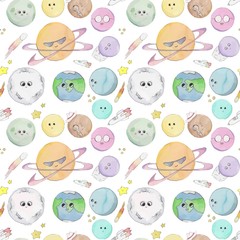 cute planet in the space pattern kid