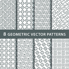 Geometric black and white pattern vector pack